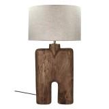 TABLE LAMP EDUSA MANGO WOOD BROWN - TABLE LAMPS